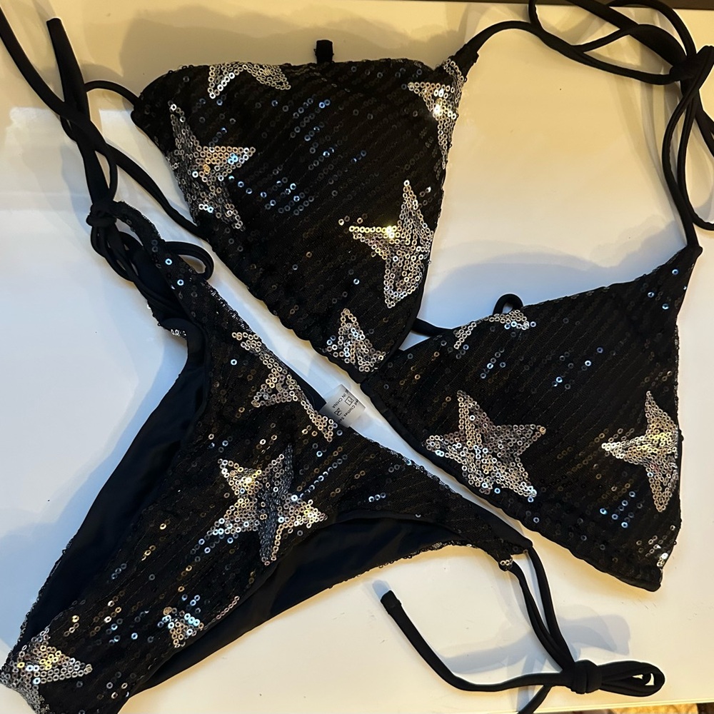 Black Sequin Star Bikini Set